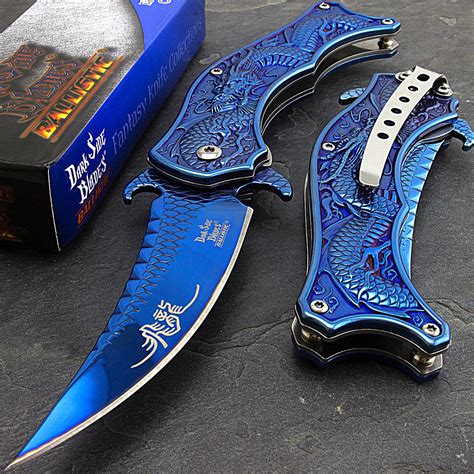 Dark Side Blades Ds A019bl 85 Blue Dragon Spring Assisted Folding