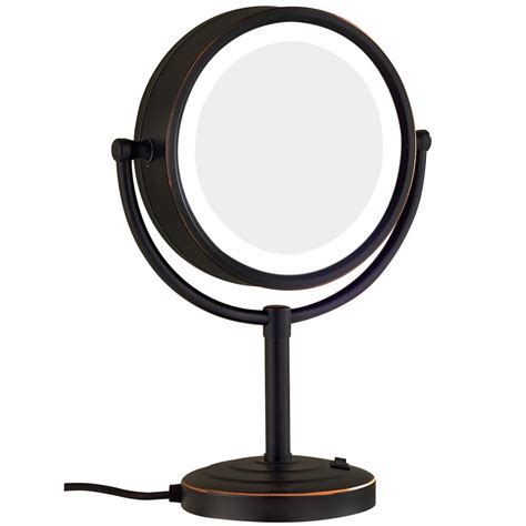 Gurun Oil Rubbed Bronze Lighted Makeup Mirror With 3 Mode Lights And 10x1x Magnification