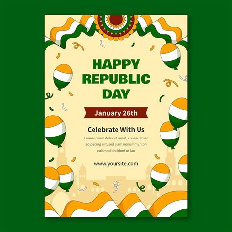 Free Vector Hand Drawn Vertical Poster Template For Indian Republic