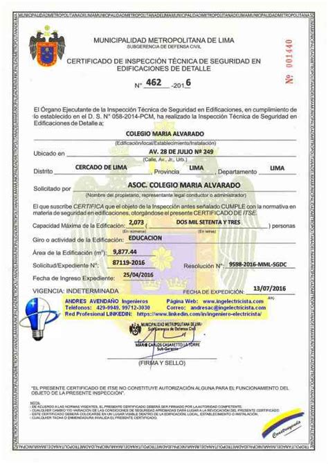Certificado De Operatividad De Luces De Emergencia Lima Doplim 805567