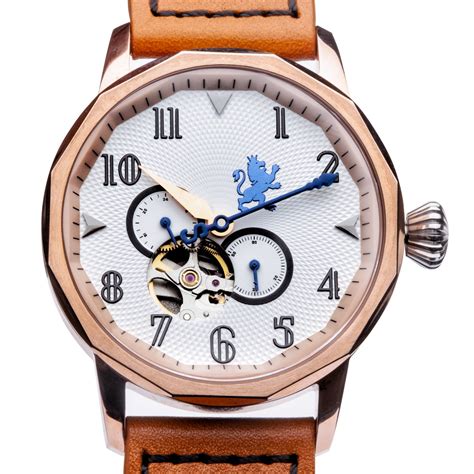 Rose Gold Automatic Watch With Burnt Orange Leather Strap Automatic
