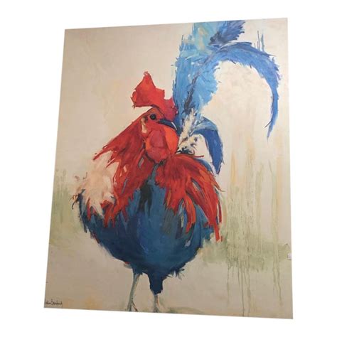 Kathleen Broaderick Patriotic Rooster Oil Painting Painting Fine