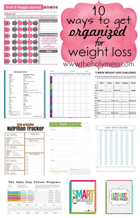 Keep track of weight lost or gained over the course of a month with this printable blue weight loss tracker. 10 Ways to Get Organized for Weight Loss - The Holy Mess