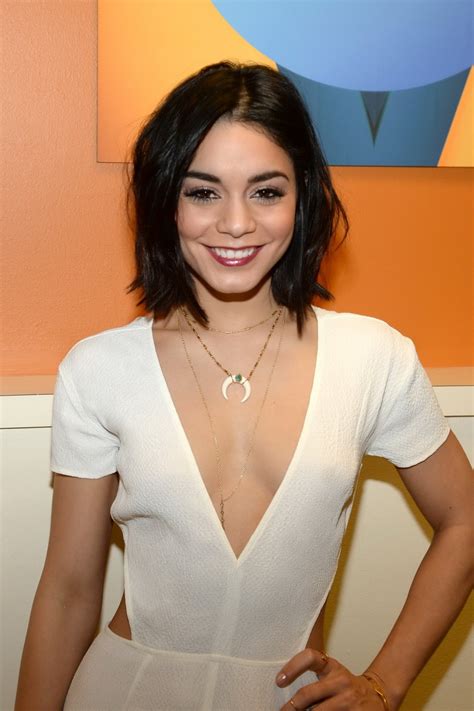 Vanessa Hudgens Braless Showing Huge Cleavage In White Backless Jumpsuit At Back Porn Pictures