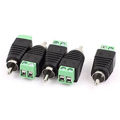 Uxcell 5 Pcs Speaker Rca Wire To Av Phono Male Rca Connector Jack Adapter
