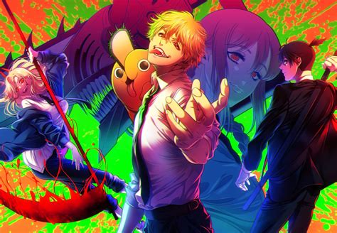 1893x1313 Resolution Anime Chainsaw Man 4k Colorful Poster 1893x1313
