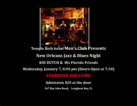 New Orleans Jazz Night 1 7 15rao Temple Beth Israel Longboat Key