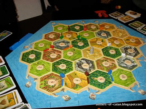 While the dice makes the resources you get a matter of luck. Another 6-person family Settlers of Catan game