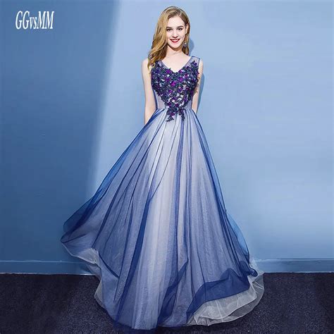 sexy royal blue prom dresses long 2018 prom dress plus size v neck tulle appliques lace up
