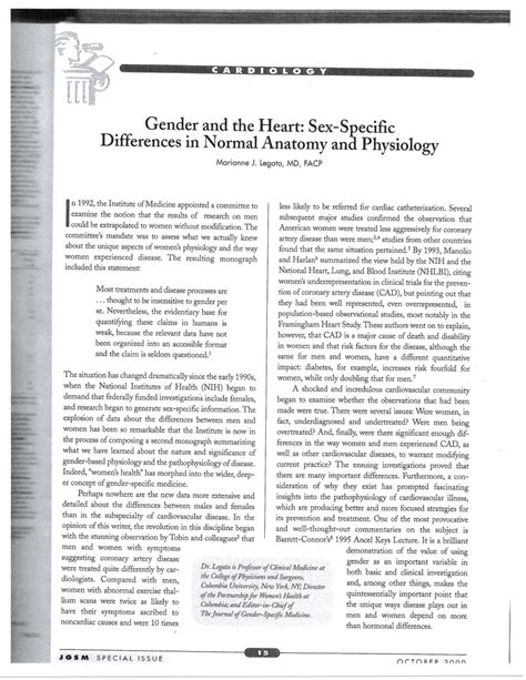 Pdf Gender And The Heart Sex Specific Differences In The Normal Myocardial Anatomy And Physiology