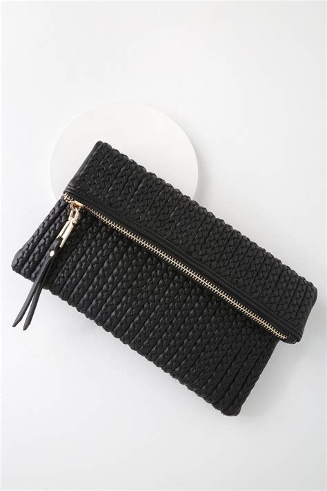 Cute Black Clutch Woven Clutch Vegan Clutch Black Clutch Lulus