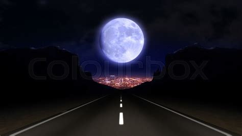 Night Road On The Full Moon Background Stock Video Colourbox