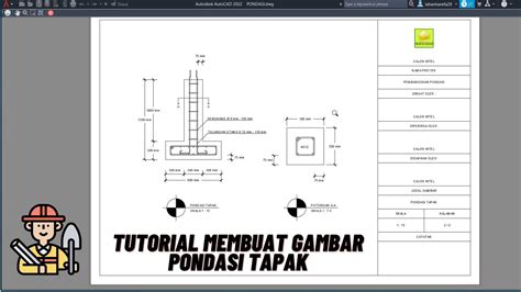 Tutorial Membuat Gambar Pondasi Tapak Autocad Youtube