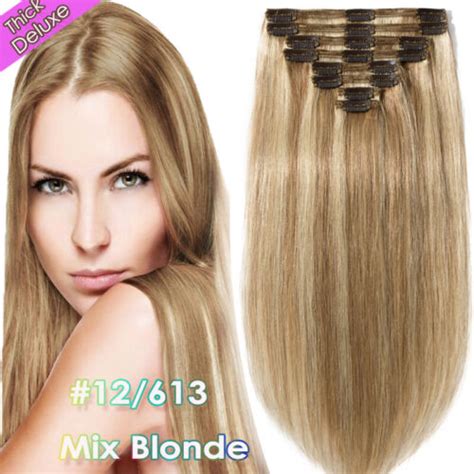 200g Double Weft Clip In 100 Remy Human Hair Extensions Thick Full