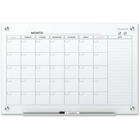Quartet Infinity Magnetic Glass Dry Erase Calendar Board 3 X 2