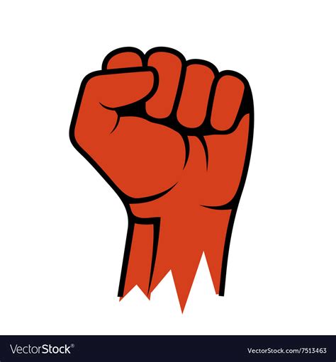 Raised Fist Icon Hand Protest Strike Fight Vector Image