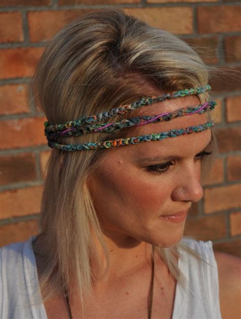 Crocheted Hippie Headband With Feather Detail By Yokieb On Etsy