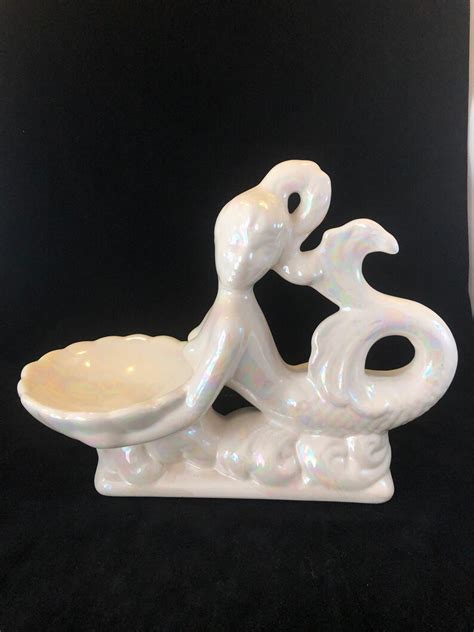 Large Vintage Pearl White Mermaid Figurine Soap Dish Etsy