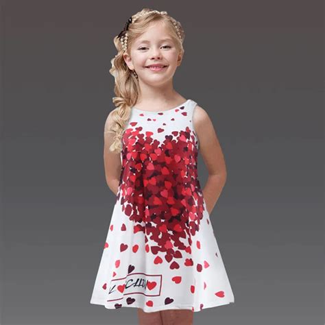 Brand Girls Dress 3 4 5 6 7 8 Years Children Dress Cotton Red Flower
