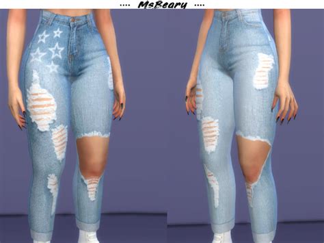 High Waisted Ripped Jeans By Msbeary At Tsr Sims 4 Updates