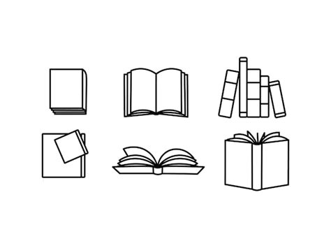 Premium Vector Books Outline Icons Reading Icon Library Book Set