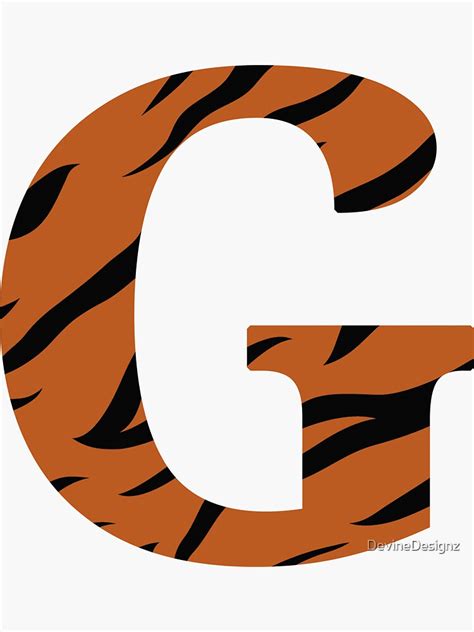 Letter G Tiger Skin Sticker For Sale By Devinedesignz Redbubble