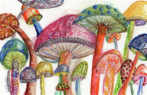 Mushroom Party Painting By Erin Lieb Fine Art America