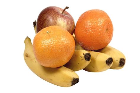 Isolated Apple Bananas And Oranges On White Stock Photo Image Of