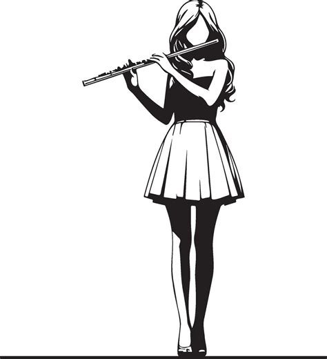 Woman Play Flute Line Drawing 36710879 Vector Art At Vecteezy