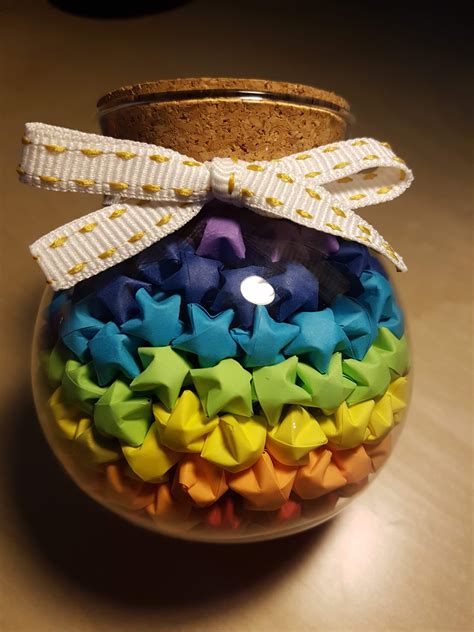Heres A Handmade Rainbow Set Of Origami Lucky Stars In A Jar R