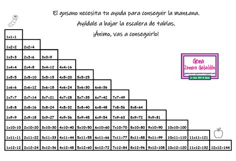 La Clase Abn De Gema Reto Y Carnet Para Tablas De Multiplicar