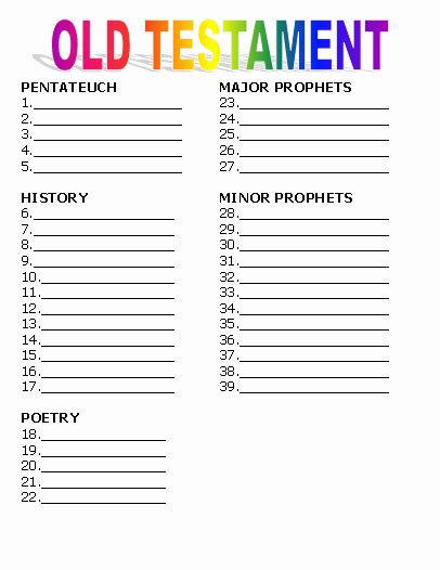 50 Books Of The Bible Worksheet