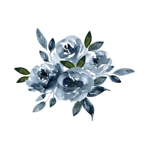√ Blue Watercolor Flowers Png