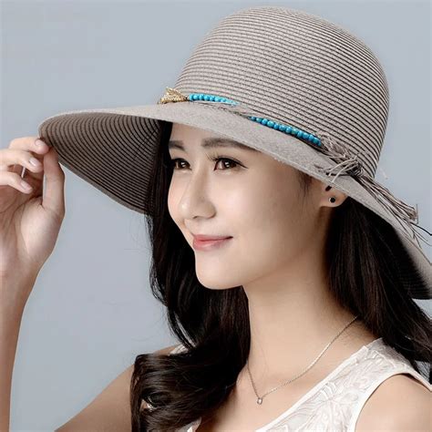 Girls New Foldable Sun Hat Female Summer Sunscreen Cap Wide Brim