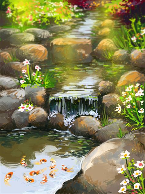 Koi Pond Meghan Cornagie Pond Painting Fantasy Art Landscapes