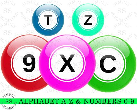 Bingo Balls Letters And Numbers Alphabet Sublimation Set Sublimation