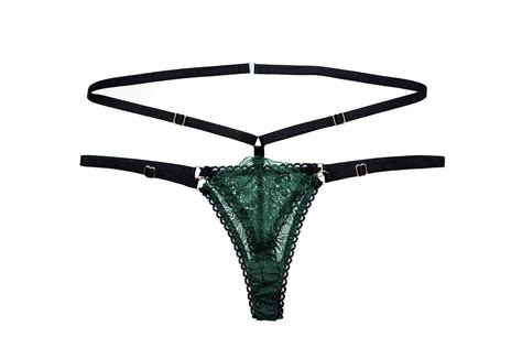 Amanda Green Strappy Thong Blackwings Lingerie