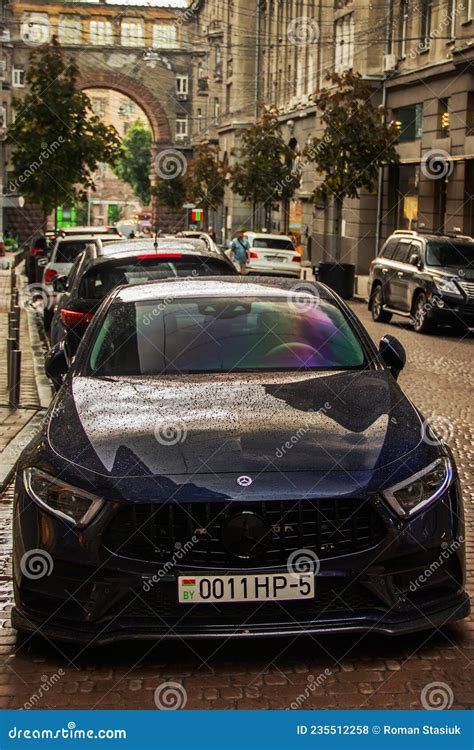 Kiev Ukraine June Luxury Mercedes Benz Cls D Car Is Parked In The City Wet Car