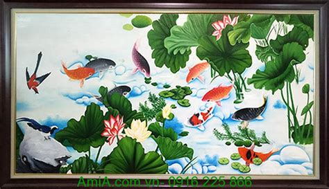 Hướng dẫn vẽ cá chép. Tranh vẽ cá chép sơn dầu bằng sơn dầu TSD 209 - AmiA Hà Nội