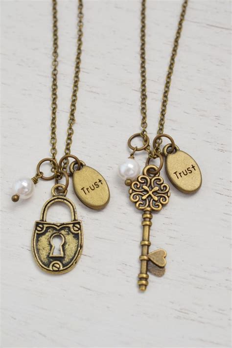 Best Friend Necklace Friendship T Heart Key Jewelry Lock