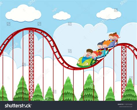 Roller Coaster Ride Theme Park Illustration Stock Vector Royalty Free