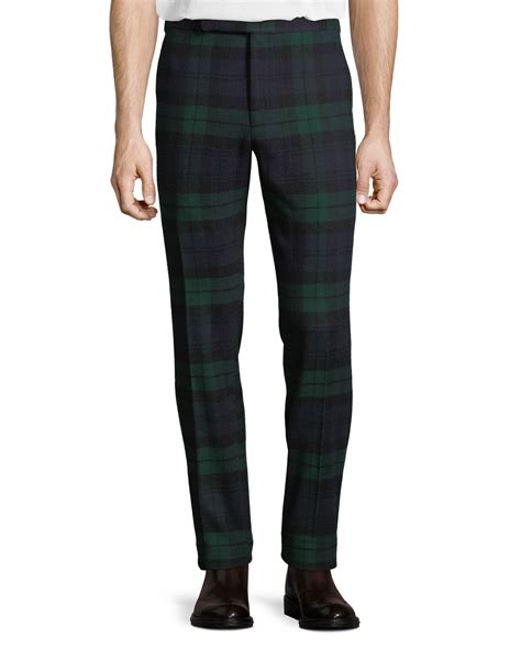 Ralph Lauren Mens Tartan Plaid Side Strip Pants Neiman Marcus