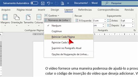 Numeração De Linhas No Word Youtube