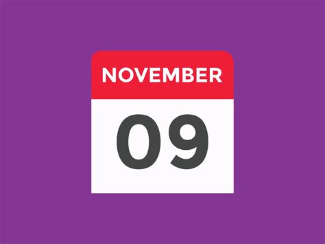 November 9 Calendar Reminder 9th November Daily Calendar Icon Template