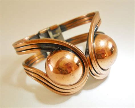 Copper Bracelet Clamper Hinged Modernist Unsigned Rame 2 Etsy