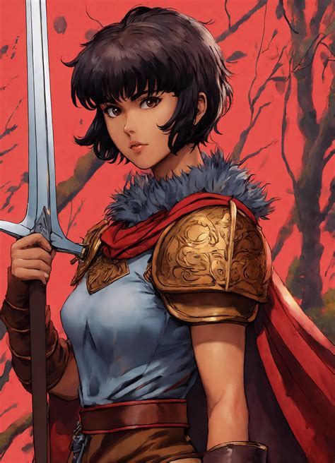 Lexica Full Body Cartoon Art Of Casca From Berserk Brown Skin Short