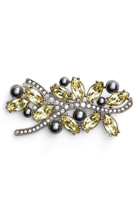 St John Collection Swarovski Crystal And Glass Pearl Brooch Nordstrom