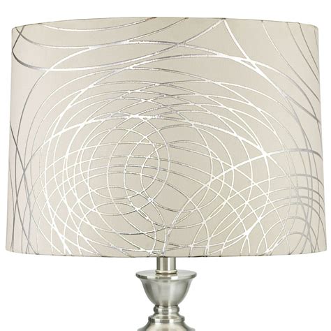 Springcrest Off White With Silver Circles Medium Drum Lamp Shade 15