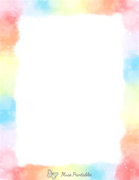 Printable Pastel Watercolor Page Border