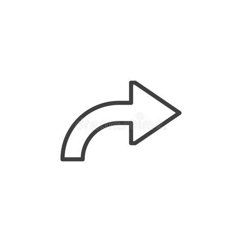 Turn Right Arrow Line Icon Stock Vector Illustration Of Outline